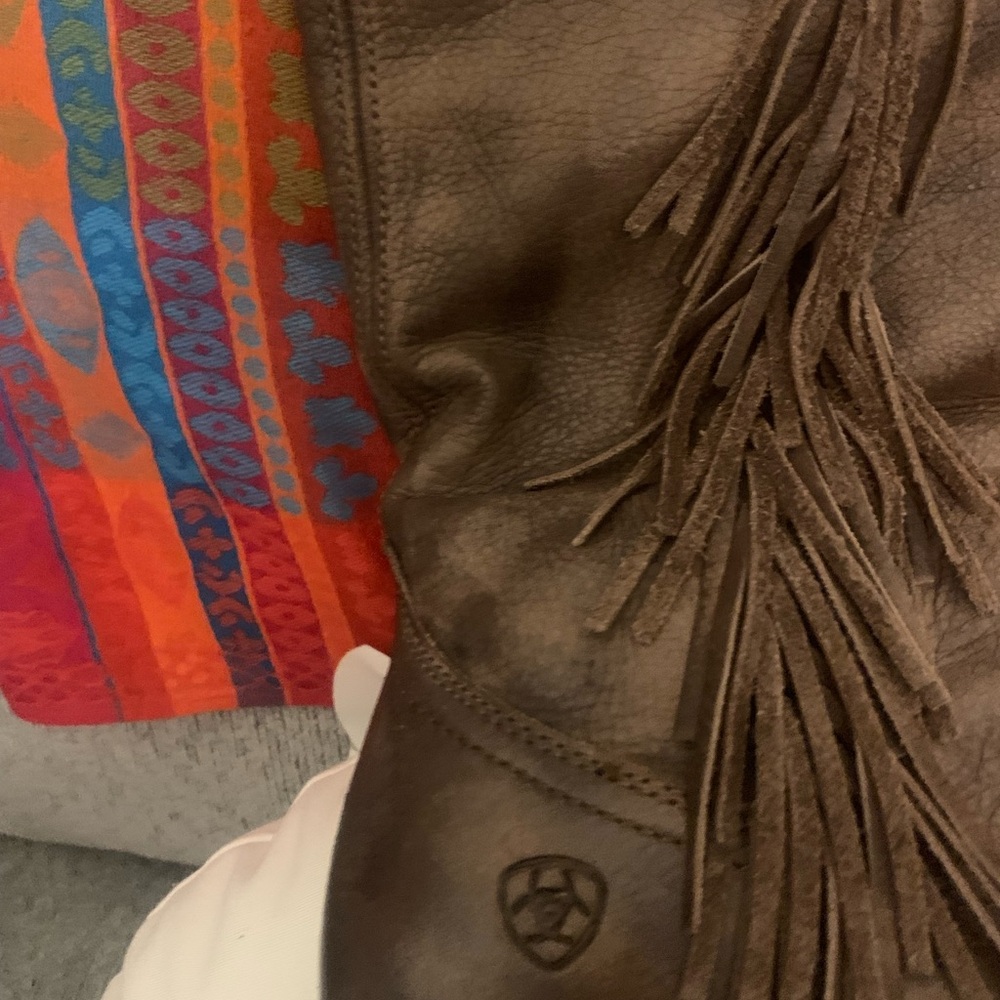 Ariat women’s leather western boots  side zipper side fringe size 8.5B - Picture 4 of 6